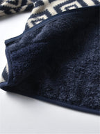 New Boys Vintage Plaid Printed Casual Thickened Warm Stand Collar Zipper Jacket