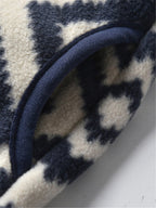 New Boys Vintage Plaid Printed Casual Thickened Warm Stand Collar Zipper Jacket