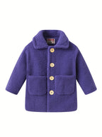 JOMAKE Girls' Winter Coat - Pastel Pink & Ombre Jacket with Button Front Closure, Soft Fleece-Lined Lapel Collar, Non-Stretchy Fabric for Everyday & Formal Events, Long Sleeve Casual Outerwear for School, Travel - Cute Korean