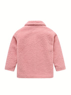 JOMAKE Girls' Winter Coat - Pastel Pink & Ombre Jacket with Button Front Closure, Soft Fleece-Lined Lapel Collar, Non-Stretchy Fabric for Everyday & Formal Events, Long Sleeve Casual Outerwear for School, Travel - Cute Korean