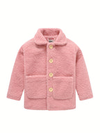 JOMAKE Girls' Winter Coat - Pastel Pink & Ombre Jacket with Button Front Closure, Soft Fleece-Lined Lapel Collar, Non-Stretchy Fabric for Everyday & Formal Events, Long Sleeve Casual Outerwear for School, Travel - Cute Korean