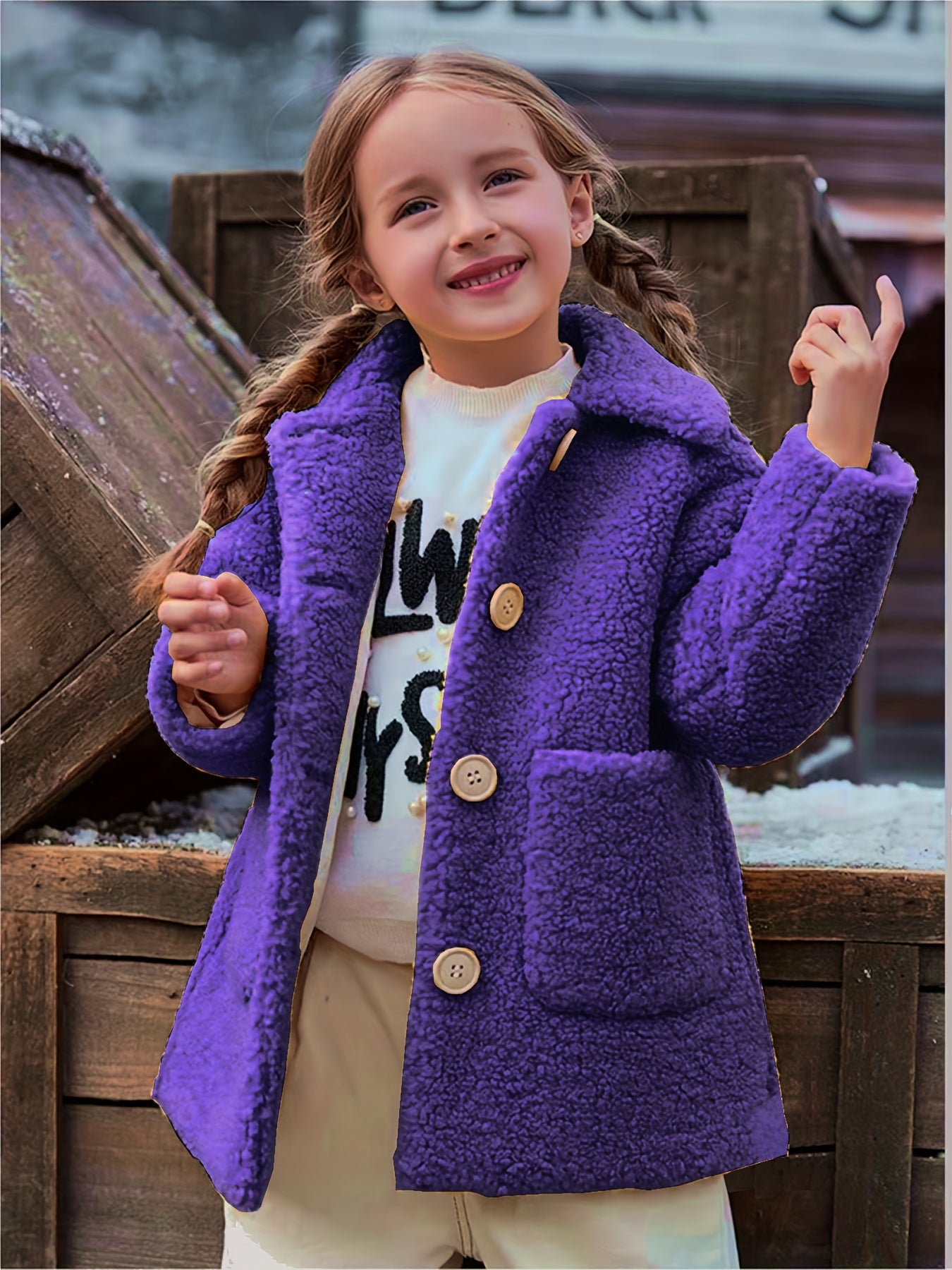 JOMAKE Girls' Winter Coat - Pastel Pink & Ombre Jacket with Button Front Closure, Soft Fleece-Lined Lapel Collar, Non-Stretchy Fabric for Everyday & Formal Events, Long Sleeve Casual Outerwear for School, Travel - Cute Korean
