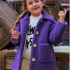 JOMAKE Girls' Winter Coat - Pastel Pink & Ombre Jacket with Button Front Closure, Soft Fleece-Lined Lapel Collar, Non-Stretchy Fabric for Everyday & Formal Events, Long Sleeve Casual Outerwear for School, Travel - Cute Korean